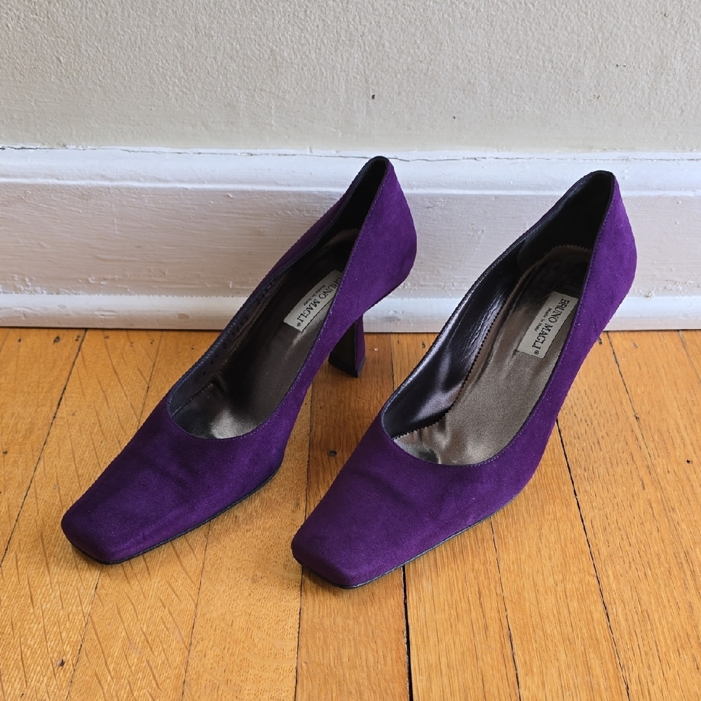 VTG, Bruno Magli, Purple Suede Square Toe Pump, EUC, Women's 8.5